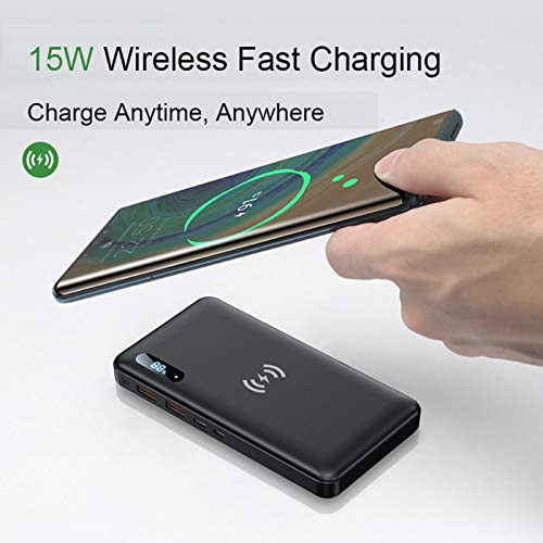 AZD 99Wh Power Bank Carga Rápida 50000Mah, Carga Inalámbrica Qi De 15W, 65W PD USB C, Batería De Cargador De 3 Puertos De Salida, con Pantalla LED, para iPhone 12, Macbook, Laptop, Samsung,Verde