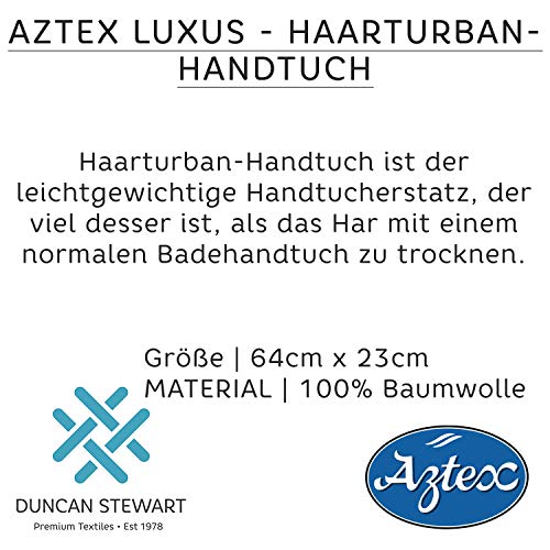 aztex Toalla de Turbante para el Cabello de Lujo con Cierre de Presilla y botón, Algodón, 64 x 23 cm - Negro aztex Toalla de Turbante para el Cabello de Lujo con Cierre de Presilla y botón, Algodón, 64 x 23 cm - Negro