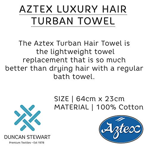 aztex Toalla de Turbante para el Cabello de Lujo con Cierre de Presilla y botón, Algodón, 64 x 23 cm - Negro aztex Toalla de Turbante para el Cabello de Lujo con Cierre de Presilla y botón, Algodón, 64 x 23 cm - Negro