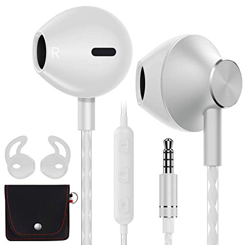 AzukiLife Auriculares In Ear, Auriculares con Cable y Micrófono Headphone Sonido Estéreo para Android, Smartphone, Samsung, Laptop, MP3,Tablets - Blanco Plateado AzukiLife Auriculares In Ear, Auriculares con Cable y Micrófono Headphone Sonido Estéreo para Android, Smartphone, Samsung, Laptop, MP3,Tablets - Blanco Plateado