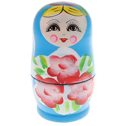 B Blesiya Muñecas Rusas Matrioska de 5 Capas Pintado a Mano Anidación Regalo de Cumpleaños Navidad para Niños - Azul B Blesiya Muñecas Rusas Matrioska de 5 Capas Pintado a Mano Anidación Regalo de Cumpleaños Navidad para Niños - Azul