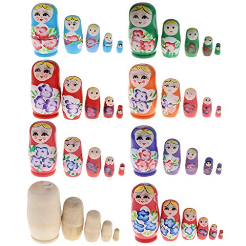 B Blesiya Muñecas Rusas Matrioska de 5 Capas Pintado a Mano Anidación Regalo de Cumpleaños Navidad para Niños - Azul B Blesiya Muñecas Rusas Matrioska de 5 Capas Pintado a Mano Anidación Regalo de Cumpleaños Navidad para Niños - Azul