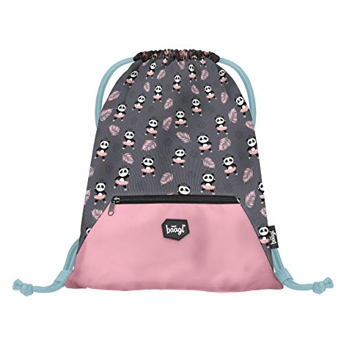 Baagl Bolsa de deporte para niñas – Bolsa impermeable para zapatos para niños – Escuela y guardería – Bolsa de deporte, Niñas, panda, 34x42