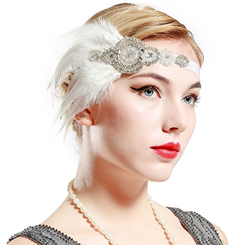 BABEYOND Años 20 Flapper Diadema de Plumas Negras Diadema Gatsby Vintage Cinta para el Pelo con Cuentas de Cristal Accesorios Vintage Disfraz Gran Gatsby Fiesta Temática Prom (Blanco) BABEYOND Años 20 Flapper Diadema de Plumas Negras Diadema Gatsby Vintage Cinta para el Pelo con Cuentas de Cristal Accesorios Vintage Disfraz Gran Gatsby Fiesta Temática Prom (Blanco)