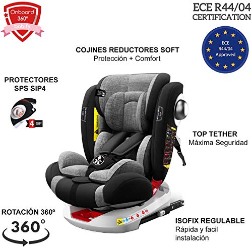 Babify Onboard Silla de Coche Giratoria 360º – Grupos 0/1/2/3 - Reclinable - Contramarcha hasta grupo 1 - Black Edition Babify Onboard Silla de Coche Giratoria 360º – Grupos 0/1/2/3 - Reclinable - Contramarcha hasta grupo 1 - Black Edition