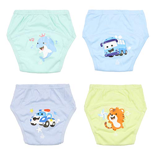 Baby Potty Training Pants Ropa Interior de Entrenamiento para niños Fuerte Entrenamiento Absorbente para Ropa Interior de bebé Pantalones de Entrenamiento Reutilizables 4 Paquetes 12M/1 año/80