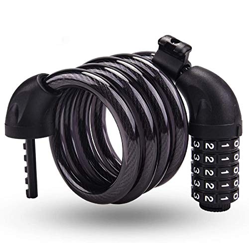 BACKTURE Candado de Bicicleta, Bicicleta Montaña Candado 120cm x 12mm, Cerradura Cable antirrobo con código 5 dígitos para Bicicleta Motos, Bicicleta Seguridad Candado de Cable, 420g