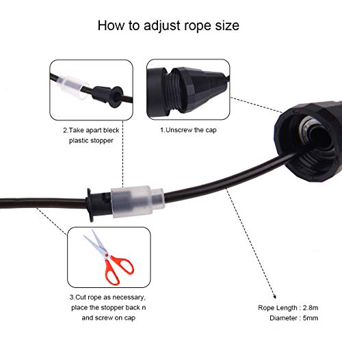 BACKTURE Cuerda para Saltar, fácilmente Ajustable, 2.8m Cable, rodamientos de Bolas de Acero ergonómico y Mango Antideslizante para Suelo de PVC para Fitness, Double Unders, Crossfit, Gym