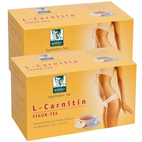 BADERs de la farmacia. Té para acompañar dietas y ayunos. Té de Rooibos con hierbas y L-carnitina. Delicioso sabor con aroma a manzana. 2 x 20 bolsas filtrantes, 80g