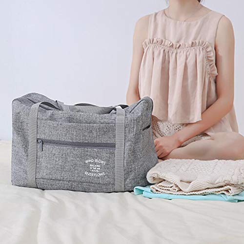 BAGZY Plegable Bolso de Viaje Grande Bolsa de Hombro de Gimnasio Bolsa Deportiva Mano Maleta de Viaje Weekend Cabina de Equipaje Bolso Holdall Bolsa Fines de Semana Equipaje Camping 30L Gris