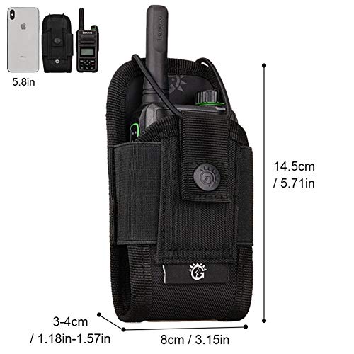 BAIGIO Walkie Talkie Funda Bolsa Militar Multi-Función Bolsa Carcasa Funda Case de Nylon para Walkie-Talkie Radio,Dispositivos Electronicos Portatiles y GPS, etc. Bolsa del Teléfono (Negro)