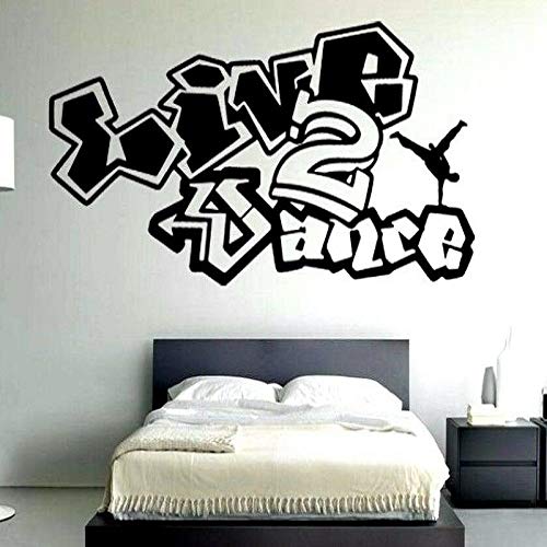 Baile de vinilo Arte de la pared Apliques Graffiti Hip Hop Bailarín de break, Arte de la pared Arte de la pared Danza Decoración de dormitorio Gris 92x57cm