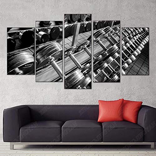 baixiangguo Cinco Cuadros Consecutivos Carteles Impresos Sala De Estar Decoración del Hogar Lienzo Modular Imágenes Arte De La Pared,Fitness con Mancuernas-100 x 55 cm baixiangguo Cinco Cuadros Consecutivos Carteles Impresos Sala De Estar Decoración del Hogar Lienzo Modular Imágenes Arte De La Pared,Fitness con Mancuernas-100 x 55 cm