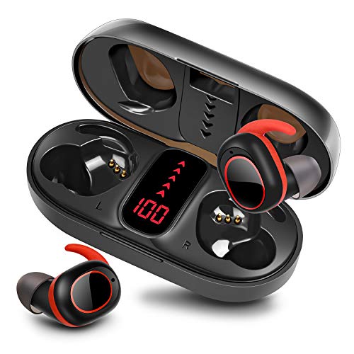 bakibo Auriculares Inalámbricos Bluetooth 5.1, TWS Deportivos Auriculares con Micrófono IPX7 Verdadero Sonido Estéreo Auriculares LCD Estuche de Carga 800mah, 40 Horas de Duración, Control Táctil