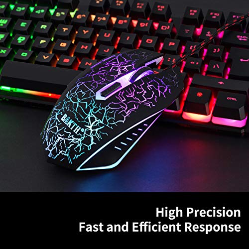 BAKTH Teclado y Ratón para Juegos, Color del Arco Iris USB LED Retroiluminada del Gaming Teclado y Ratón para Juego o Trabajo, Alto Desempeño, Mecánico Similar Teclado BAKTH Teclado y Ratón para Juegos, Color del Arco Iris USB LED Retroiluminada del Gaming Teclado y Ratón para Juego o Trabajo, Alto Desempeño, Mecánico Similar Teclado
