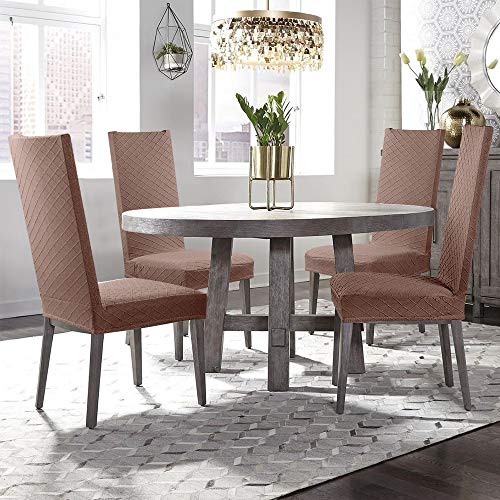 BalladHome Fundas para sillas 4 Piezas Jacquard Funda de Silla Elástica Fundas elásticas Extraíbles y Lavables Comedor Cubierta de Asiento Duradera Modern Boda Decor Restaurante(Marrón, Paquete de 4)