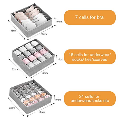 Ballery organizadores de cajones de Tela, 3 Unidades Organizadores de Ropa Interior, Plegable Ropa Interior Cajas de Almacenamiento para Calcetines, Sostenes, Corbatas Ballery organizadores de cajones de Tela, 3 Unidades Organizadores de Ropa Interior, Plegable Ropa Interior Cajas de Almacenamiento para Calcetines, Sostenes, Corbatas