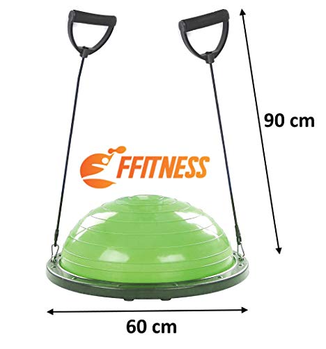 Balón de Entrenamiento con Gomas elásticas (diámetro de 60 cm) para Fitness, Yoga, Pilates, Entrenamiento, rehabilitación, de ABS y PVC antiestallido, Rosa