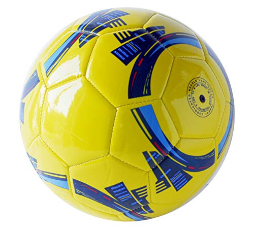 Balón de fútbol de entrenamiento o partido, talla 5, brillante (color: amarillo)