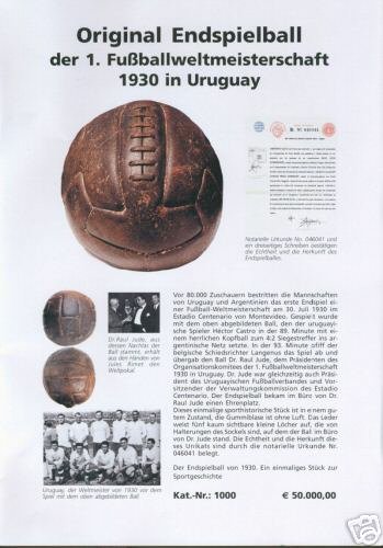 Balon Oficial Futbol del Mundial DE Uruguay 1930. Modelo T-Shape.