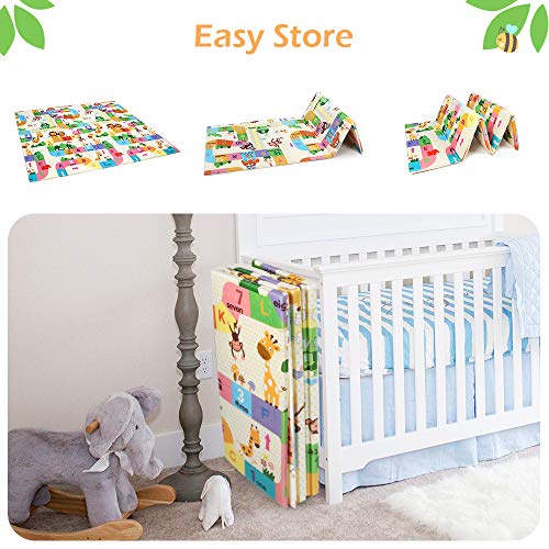 Bammax Alfombra de Juegos para Bebé Plegable, Colchoneta Infantil de Números y Dibujos Animados, Suelo Bebe de XPE, Alfombra de Doble Cara, Alfombra Impermeable, 197 x 177 cm,Grueso (1.5cm), No Tóxico Bammax Alfombra de Juegos para Bebé Plegable, Colchoneta Infantil de Números y Dibujos Animados, Suelo Bebe de XPE, Alfombra de Doble Cara, Alfombra Impermeable, 197 x 177 cm,Grueso (1.5cm), No Tóxico
