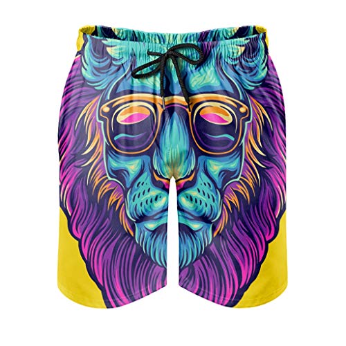 Bañador para hombre, diseño de gafas de león, multicolor blanco S