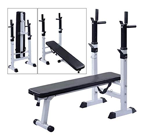 Banco de elevación de Pesas Planas Home Gym Equipment, Banco de Peso con los Pesos y Bar, Plegable Home Fitness Bench Press, Barra Altura del Rack de Peso Ajustable de Ajuste en Banco Blanca Banco de elevación de Pesas Planas Home Gym Equipment, Banco de Peso con los Pesos y Bar, Plegable Home Fitness Bench Press, Barra Altura del Rack de Peso Ajustable de Ajuste en Banco Blanca