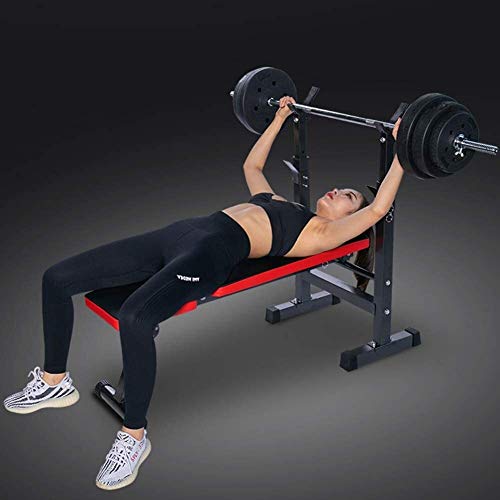 Banco de elevación de Pesas Planas Home Gym Equipment, Press de banca con Barra Cama multifunción Banco de Ejercicio, Abdominales Ajustable Plegable Bench Home Fitness Peso del Equipo