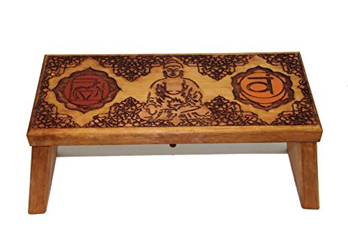Banco de Meditacion Madera Patas Plegable Grabado Banco de Meditacion Madera Patas Plegable Grabado