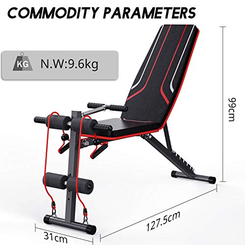 Banco de musculacion, banco abdominales, plegable, Equipo de fitness ajustable, para entrenamiento de cuerpo entero (S2)