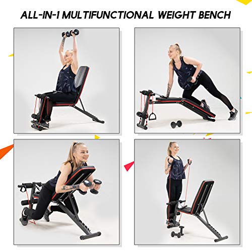 Banco de musculacion, banco abdominales, plegable, Equipo de fitness ajustable, para entrenamiento de cuerpo entero (S2)
