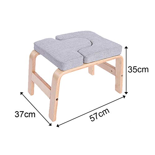 Banco de Reposacabezas de Yoga | Silla con Soporte de Inversión de Yoga | Almohadillas de Madera y PU / Tela | Taburete de Entrenamiento de Gimnasio para la Familia, el Gimnasio, Alivia la Fatiga