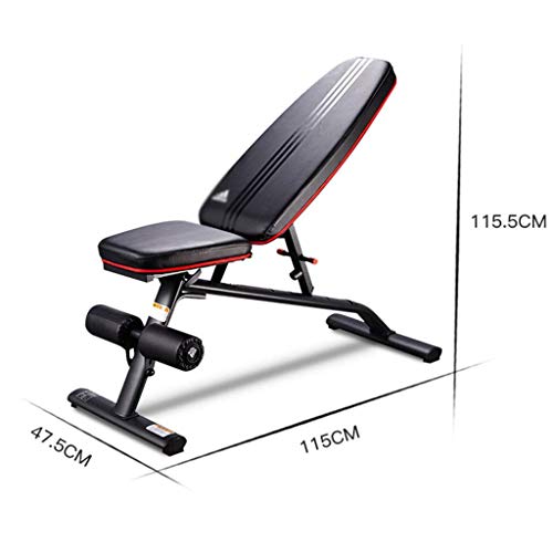 Banco Pesas EstáNdar Silla Ejercicio Banco Con Mancuernas Cama Ejercicio Multifuncional Cama Abdominales Ejercicio MúSculo Abdominal Silla Ejercicio Comercial (Color: Negro, TamañO: 115 * 48 * 116 Cm)