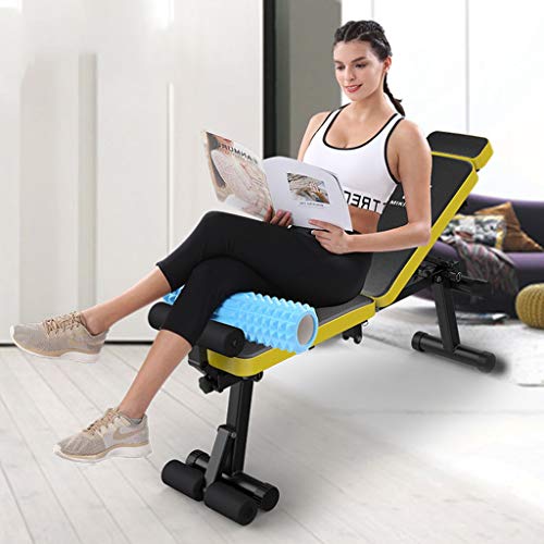 Bancos ajustables Taburetes con Mancuernas Taburetes para pájaros multifuncionales Abdominales Ejercicio Deportivo Equipo Plano Bancos de Banco Plegables (Color : Black, Size : 108 * 27 * 44cm)