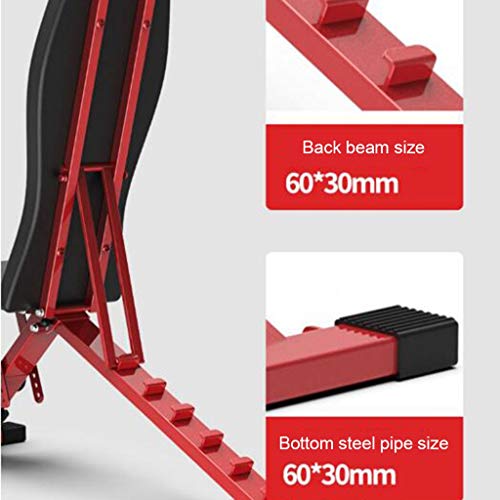 Bancos Banco de Pesas Plegable Plegable Pesa de Gimnasia Aparador Silla de Ejercicios para el hogar Carga de 100 kg Equipo de Gimnasio (Color : Red, Size : 32 * 42 * 106cm)