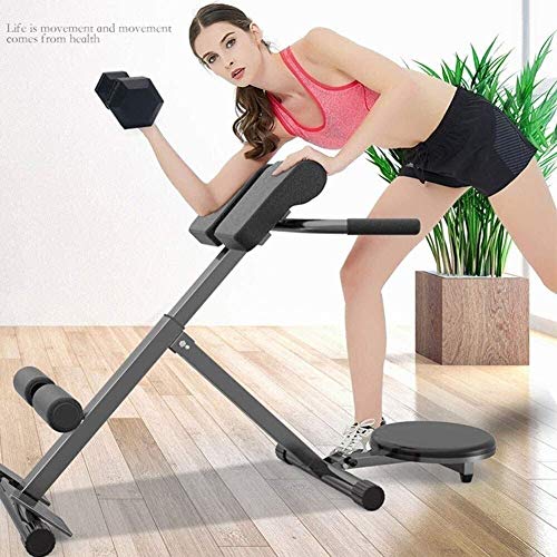 Bancos de pesas ajustables 90 ° Silla romana plegable de hiperextensión con espalda plana para abdominales / extensión de espalda / estación de inmersión Gimnasio en casa de múltiples ejercicios, sop