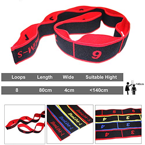 Banda de estiramiento para ni&ntilde s y adultos 15 kg banda elástica de resistencia para pilates, yoga,fitness,gimnasia,crossfit y danza,para ejercicios de rehabilitaci&oacute (80cm Kids Red)