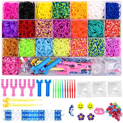 Bandas de Goma Loom Bandas Conjunto, Kit de Pulseras con Bandas de Telar Pulsera Collar Herramienta de Tejer 6800PCS