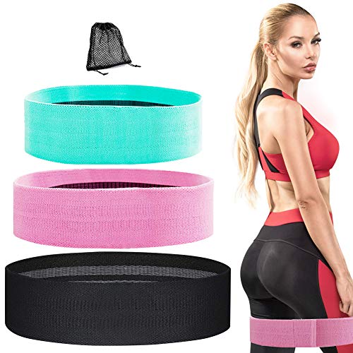 Bandas de Resistencia, Antideslizantes Bandas de Ejercicios de Cadera para Fuerza de piernas y glúteos, Bandas Elasticas de Fitness para Yoga, Pilates, Crossfit, Estiramientos, Fisioterapia (Set de 3)