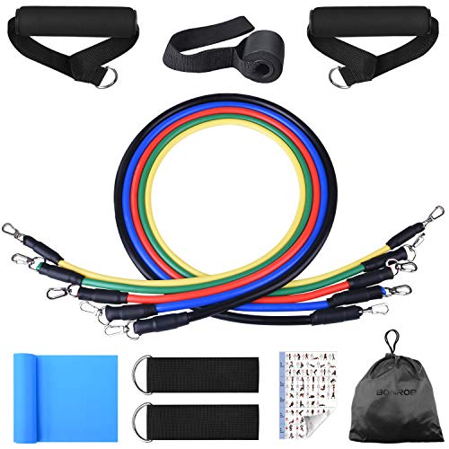 Bandas de Resistencia, Bandas Elásticas Fitness Professional Gym Tube Bandas de Goma para Ejercicios 5 Colores BC007 (Bandas de Resistencia)