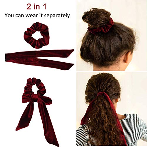 Bandas Elasticas De Pelo De Terciopelo Diademas Scrunchies Arco de Lindo Elásticas Gomas Pelo para Niñas Mujer 6 Colores