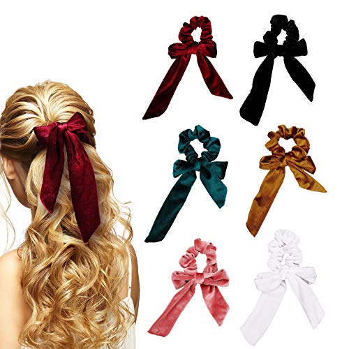 Bandas Elasticas De Pelo De Terciopelo Diademas Scrunchies Arco de Lindo Elásticas Gomas Pelo para Niñas Mujer 6 Colores