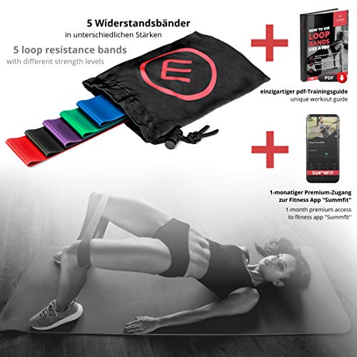 Bandas Elásticas en Bucle Set/Cintas de Resistencia + eBook Guía de Ejercicios | Natural Loop Glúteos Bands, Fitness Gimnástica Gluteband Gomas Crossfit Fisioterapia Boxeo Pilates Yoga