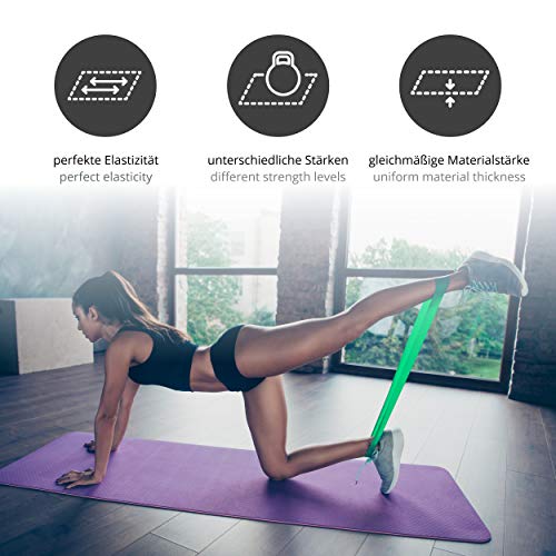 Bandas Elásticas en Bucle Set/Cintas de Resistencia + eBook Guía de Ejercicios | Natural Loop Glúteos Bands, Fitness Gimnástica Gluteband Gomas Crossfit Fisioterapia Boxeo Pilates Yoga