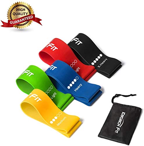 Bandas Elásticas Fitness Musculación, Kivorich Fit Bandas de Resistencia 5pcs Cintas Elásticas Fitness Musculación 5 Niveles(10-45lbs) para mujeres y hombres, para Yoga, Pilates, Gimnasia