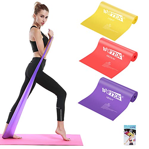 Bandas Elasticas Fitness(3 Piezas), Cintas Elasticas con 3 Niveles de Resistencia, Bandas de Resistencia Ideal para Pilates, Yoga, Rehabilitación, Musculacion, Entrenamiento de Fuerza y Flexibilidad