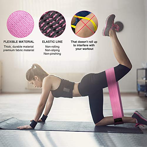 Bandas Elásticas Glúteos, Bandas Elasticas Musculacion 3 Niveles (Set de 3) de Fitness Bandas Antideslizantes de Ejercicios para Yoga Pilates Fuerza de Cadera Piernas Tela y Glúteos