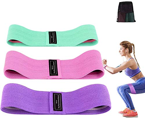 Bandas Elásticas Glúteos, Bandas Elasticas Musculacion 3 Niveles (Set de 3) de Fitness Bandas Antideslizantes de Ejercicios para Yoga Pilates Fuerza de Cadera Piernas Tela y Glúteos