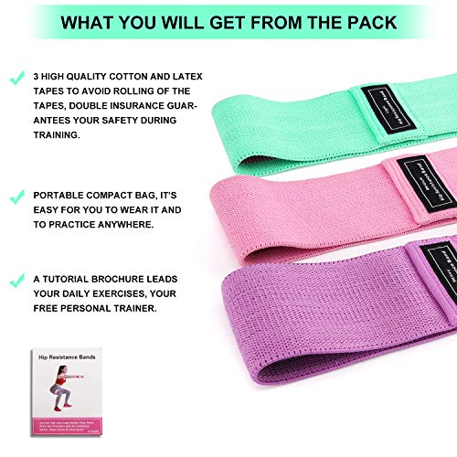 Bandas Elasticas Gluteos, Juego de 3 Bandas Elásticas Musculacion para fitness con 3 niveles, Resistencia Antideslizante para Piernas y Glúteos, pilates,yoga,Fuerza,Fisioterapia,Estiramientos