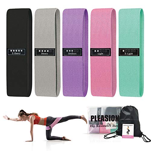 Bandas Elasticas Gluteos Musculacion, Antideslizante Tela Bandas de Resistencia para Mujeres, Hombres, (Set de 5) Cintas Elasticas Fitness para Piernas/Glúteos/Muslo, Pilates, Yoga y Musculación